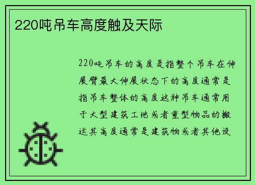 220吨吊车高度触及天际