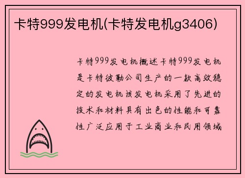 卡特999发电机(卡特发电机g3406)