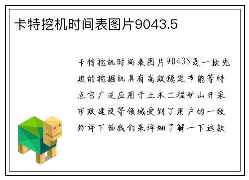 卡特挖机时间表图片9043.5